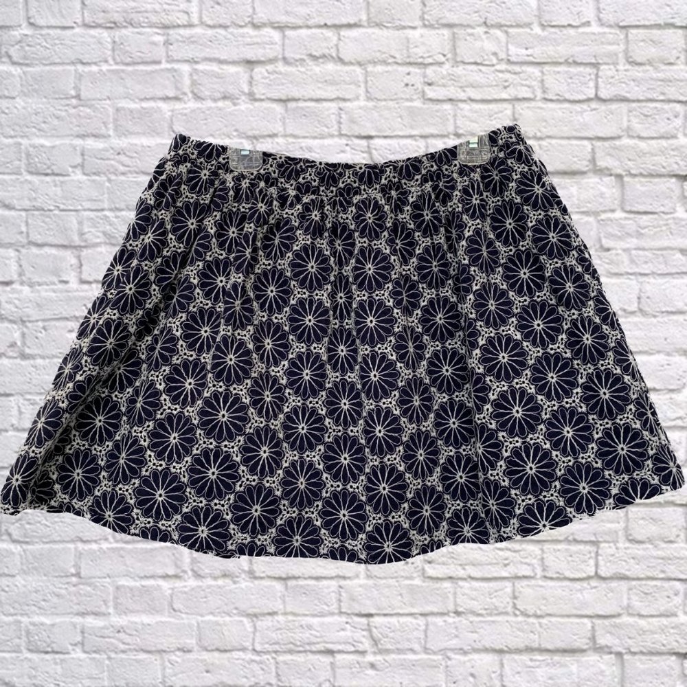 Girls 14-16 Navy + White Floral Eyelet Skirt